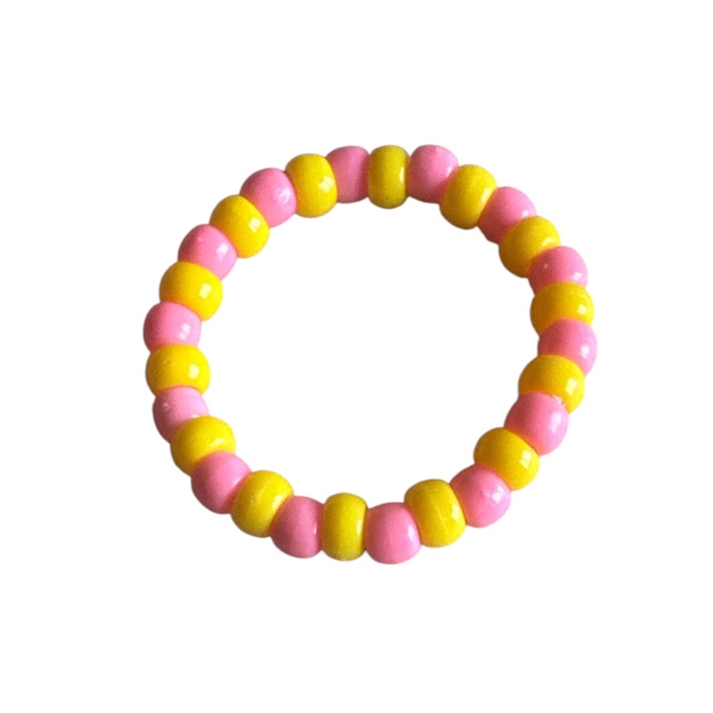 3 FOR $20 HANDCRAFTED Pink & Yellow Pony Beaded Bracelet